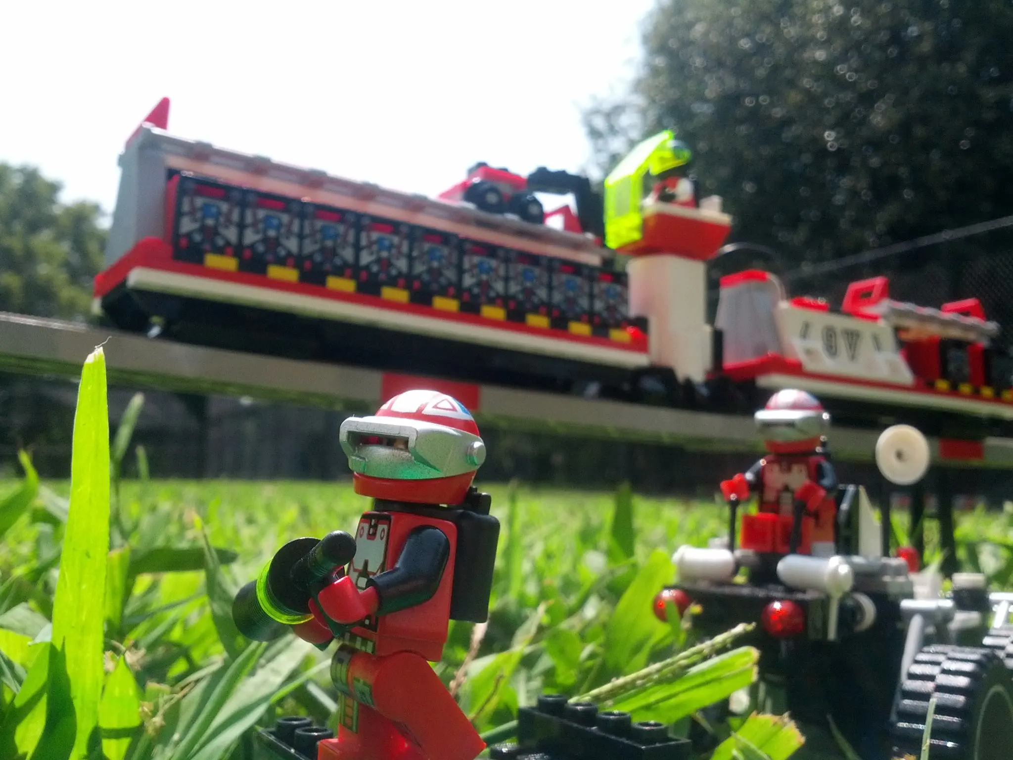 Space crew in the grasslands